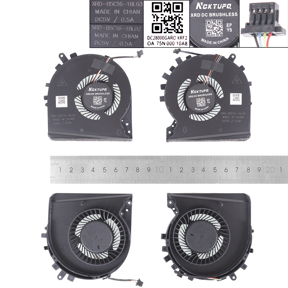 Picture of New Replacement CPU Cooling Fan For HP TPN-C141 15-DK（L+R High copy） N/A Layout